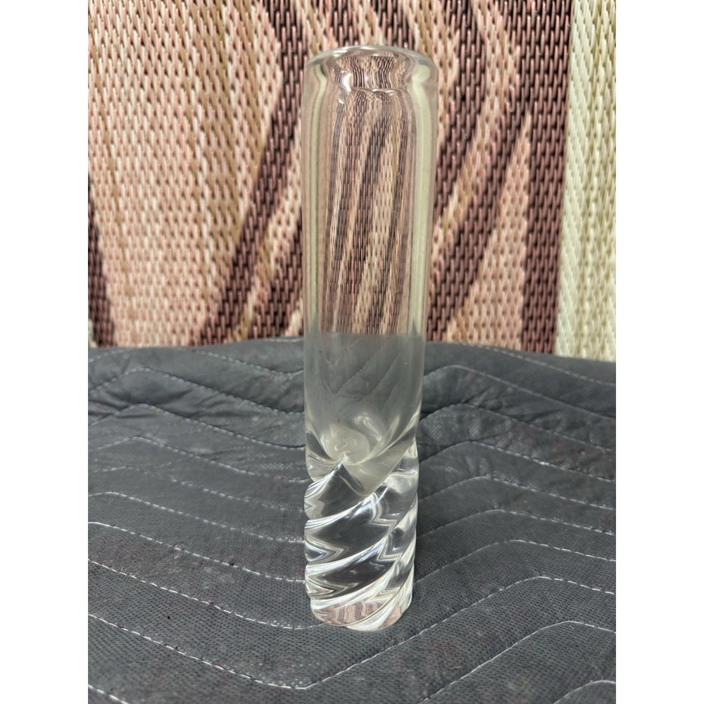 RARE VTG STEUBEN Crystal Twist Bud Vase DAVID BOWLER Design 7.75"H SIGNED